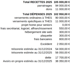 Tableau - budget prévisionnel 2025